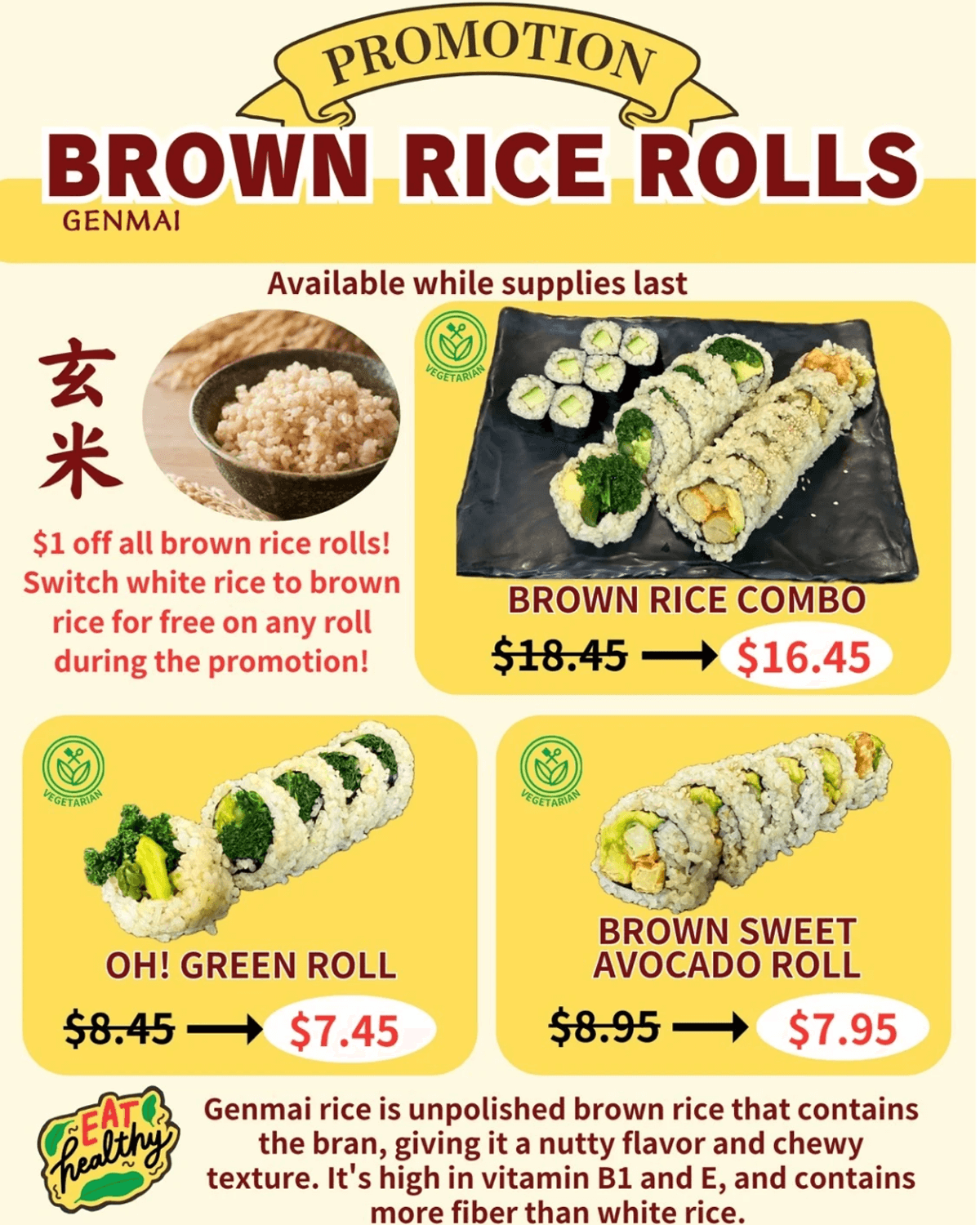 250501-brown-rice-rolls Takeya Sushi Japanese Restaurant News